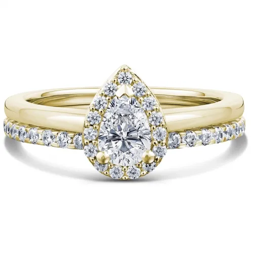 Yellow Gold Pear Diamond Bridal Set - Yellow Alyssa
